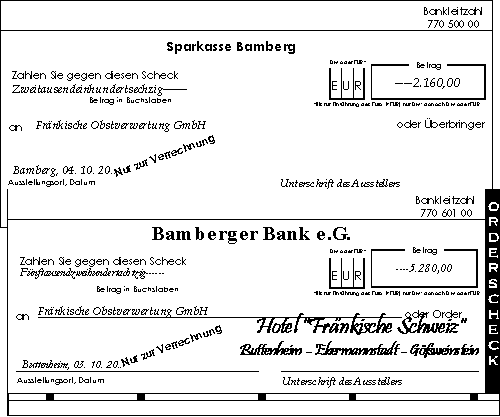 Abbildung Schecks